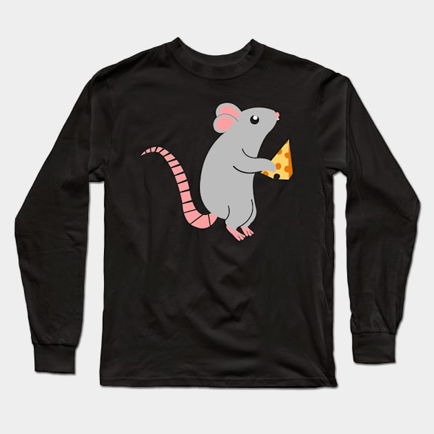 Rat - in love with Cheese Long Sleeve T-Shirt by MaikaeferDesign